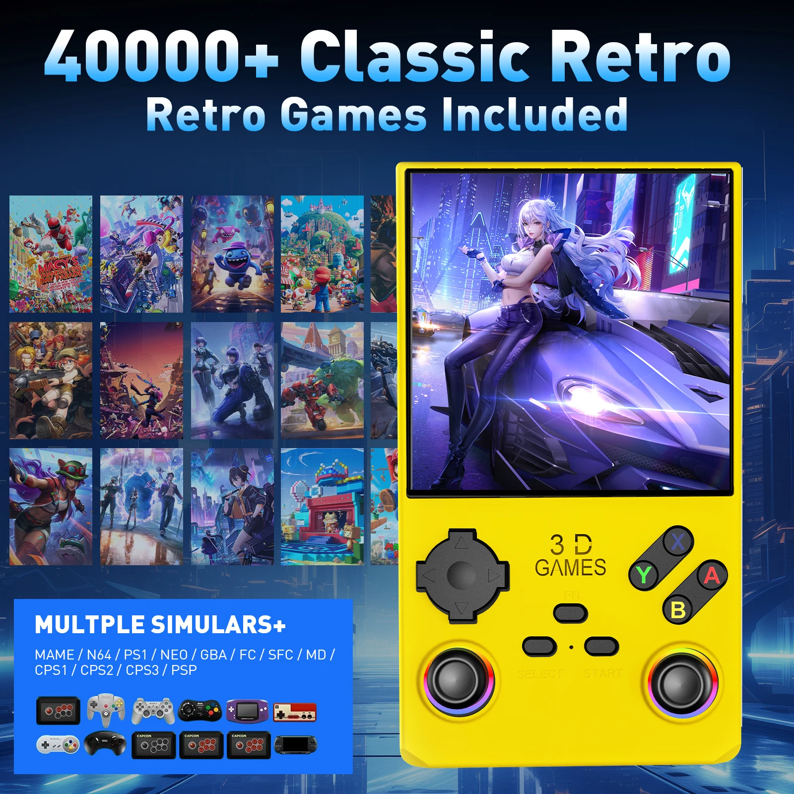 2025 V40max Handheld Game Console 4.0-inch IPS Full HD Screen 3800mah Battery