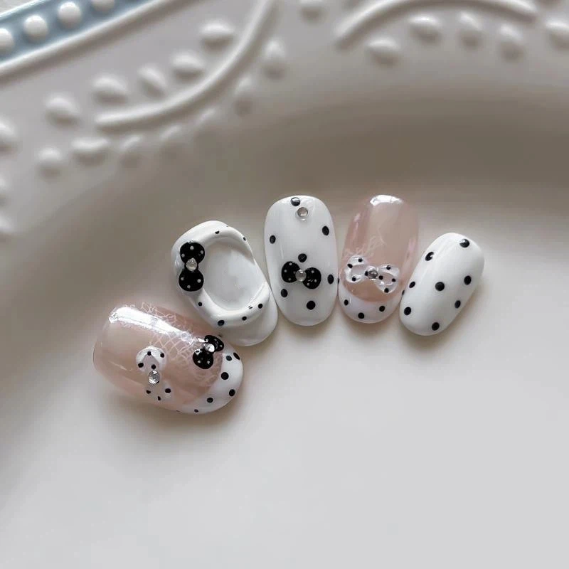 5D Französische Japanische Nagelaufkleber Mini-Schleifen Selbstklebende Nagelkunst-Sticker Süße Kleine Schleifen für Tägliche Casual-Maniküre – Detail 2