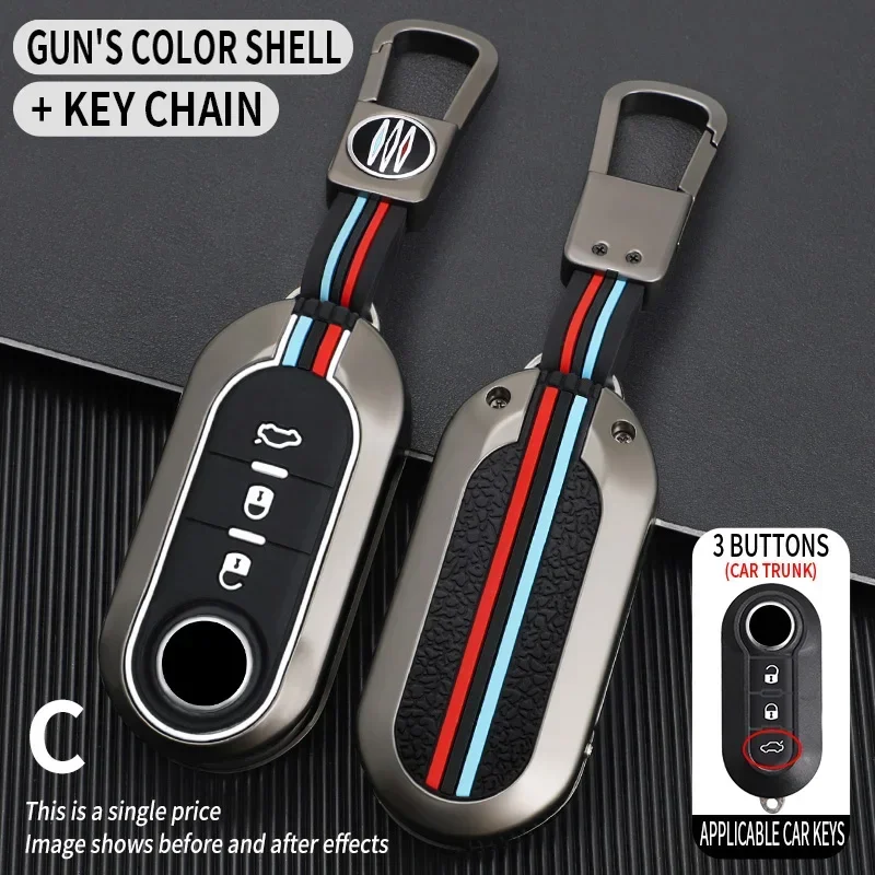 

Car Flip Key Case Cover For Fiat Ducato 500 500L Panda Grande Punto Lancia Musa Auto Shell Fob Accessories