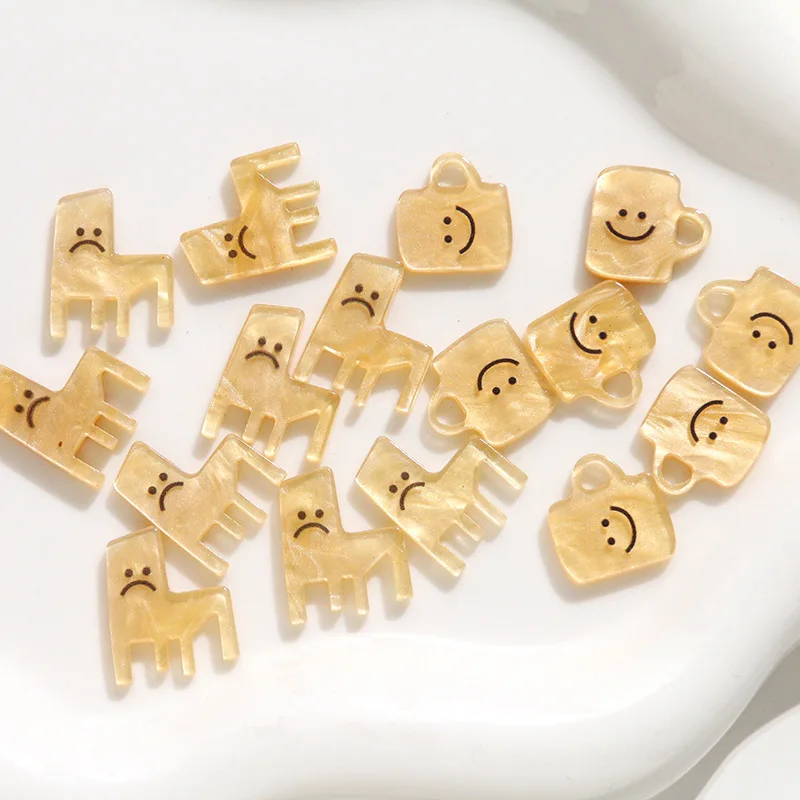 

Korean Cartoon Acrylic Solid Color Smiley Printed Charms, Cup & Chair Shapes DIY Earrings Pendants Handmade Craft Accessories