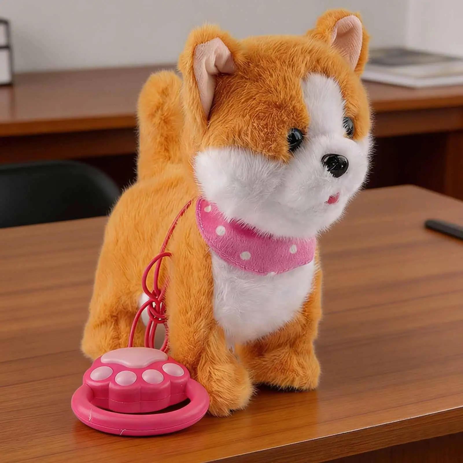 Brinquedo de cachorro robô interativo de pelúcia andando com música cachorro robô que atende como um cachorrinho real para crianças meninos meninas festa de aniversário