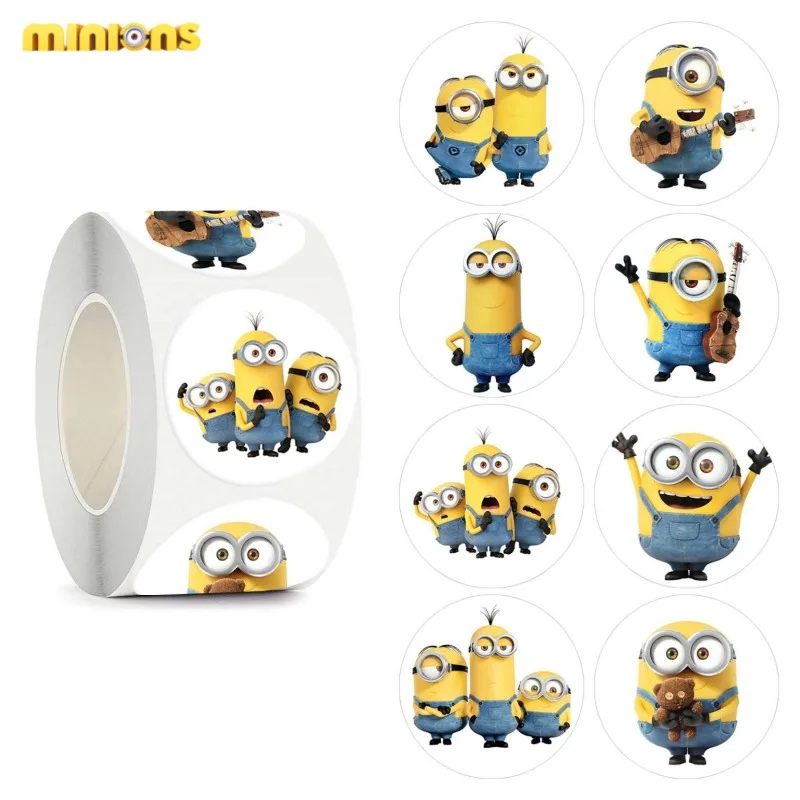 500PCS Minions Anime Cartoon Cute Children Reward Stickers Creative Kawaii Handbook Decorative Sealing Stickers Toys Wholesale