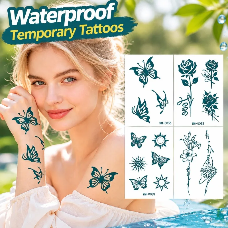 Water-free Tattoo Stickers Realistic Fake Temporary Tattoo Decal No Wash Body Art Transfer Sticker Skin Decor Party Cosplay