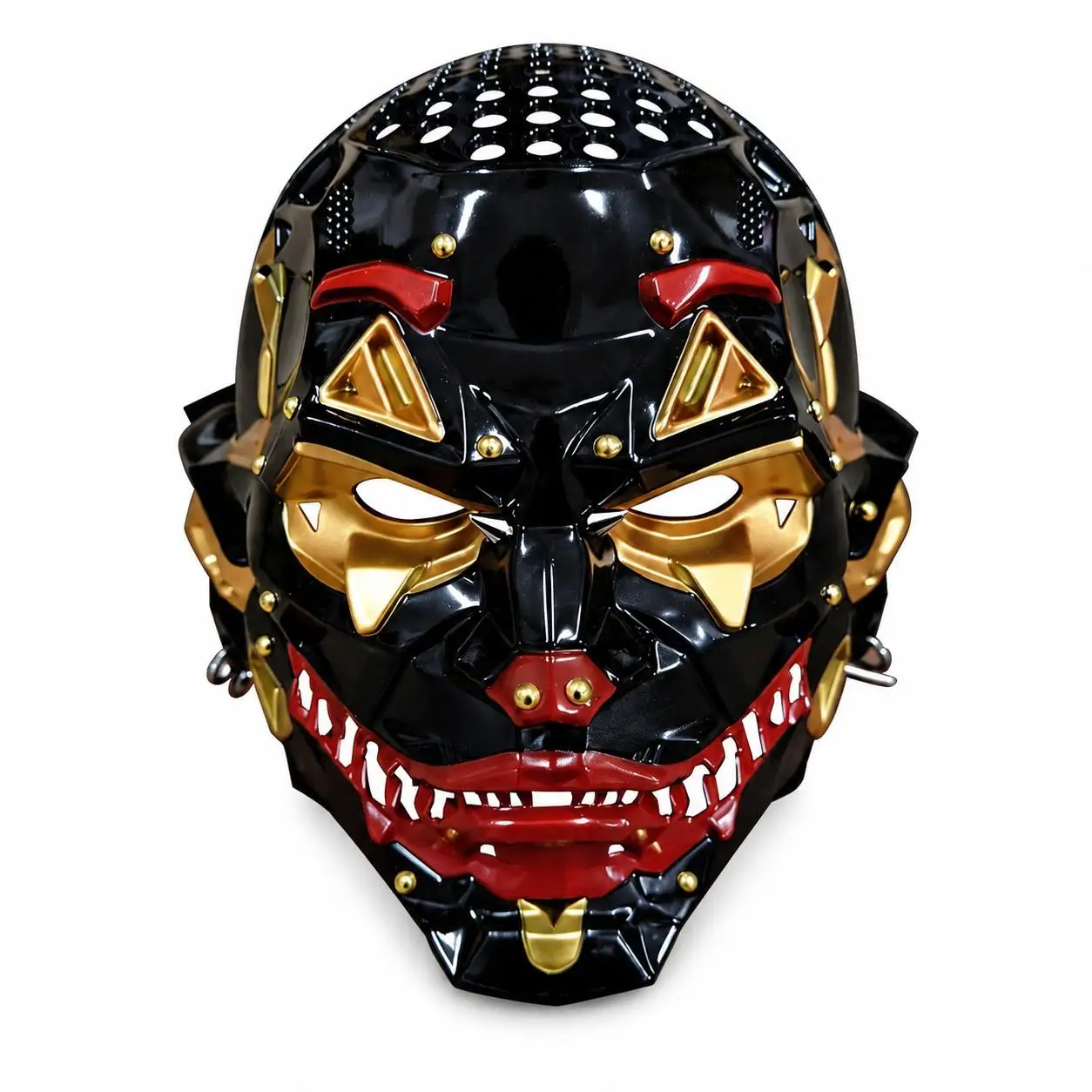 Mechanical Demon Full Face Mask, ABS Cyberpunk Robot Costume Mask with Vent Openings for Halloween Cosplay Party