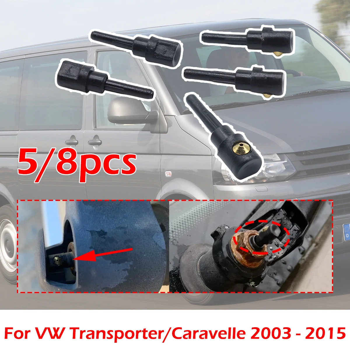 

5/8PC Rear Wiper Washer Jet Nozzle Windscreen Window Spray Cover Cap Rocker For VW Transporter Caravelle 2003-2015 3B9955985A