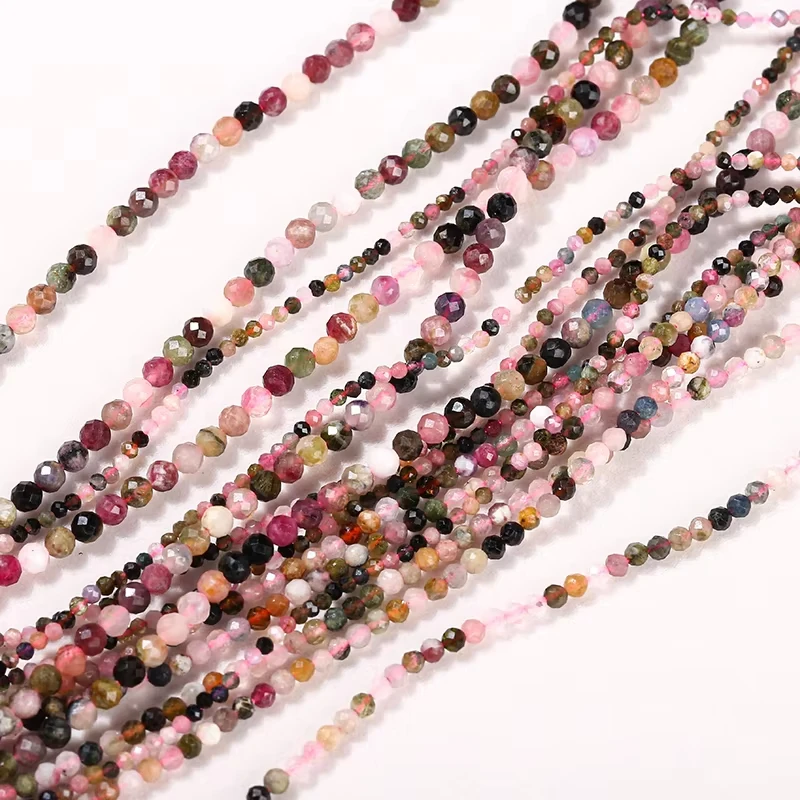 2 3 4 مللي متر الحجر الطبيعي الأوجه مختلط التورمالين حبة فاصل فضفاض الخرز الصغيرة لصنع المجوهرات عقد دي اي واي سوار الإكسسوار #5