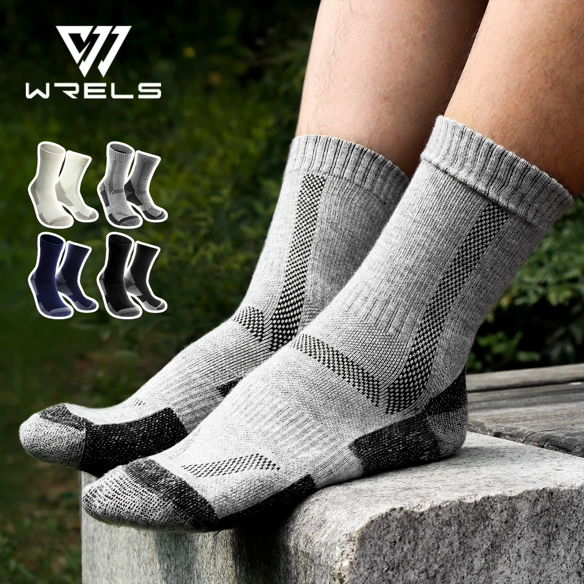 WRELS Merino Wool Thermal Socks Unisex Breathable Super Thick Warm Hiking Skiing Socks Camping Cold Weather Outdoor Socks
