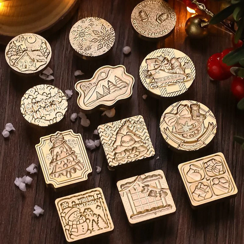 Merry Christmas Snowflake Reindeer Seal Wax Stamps Copper Brass For DIY Scrapbooking Wax Sealing Stamp Envelope Decoration