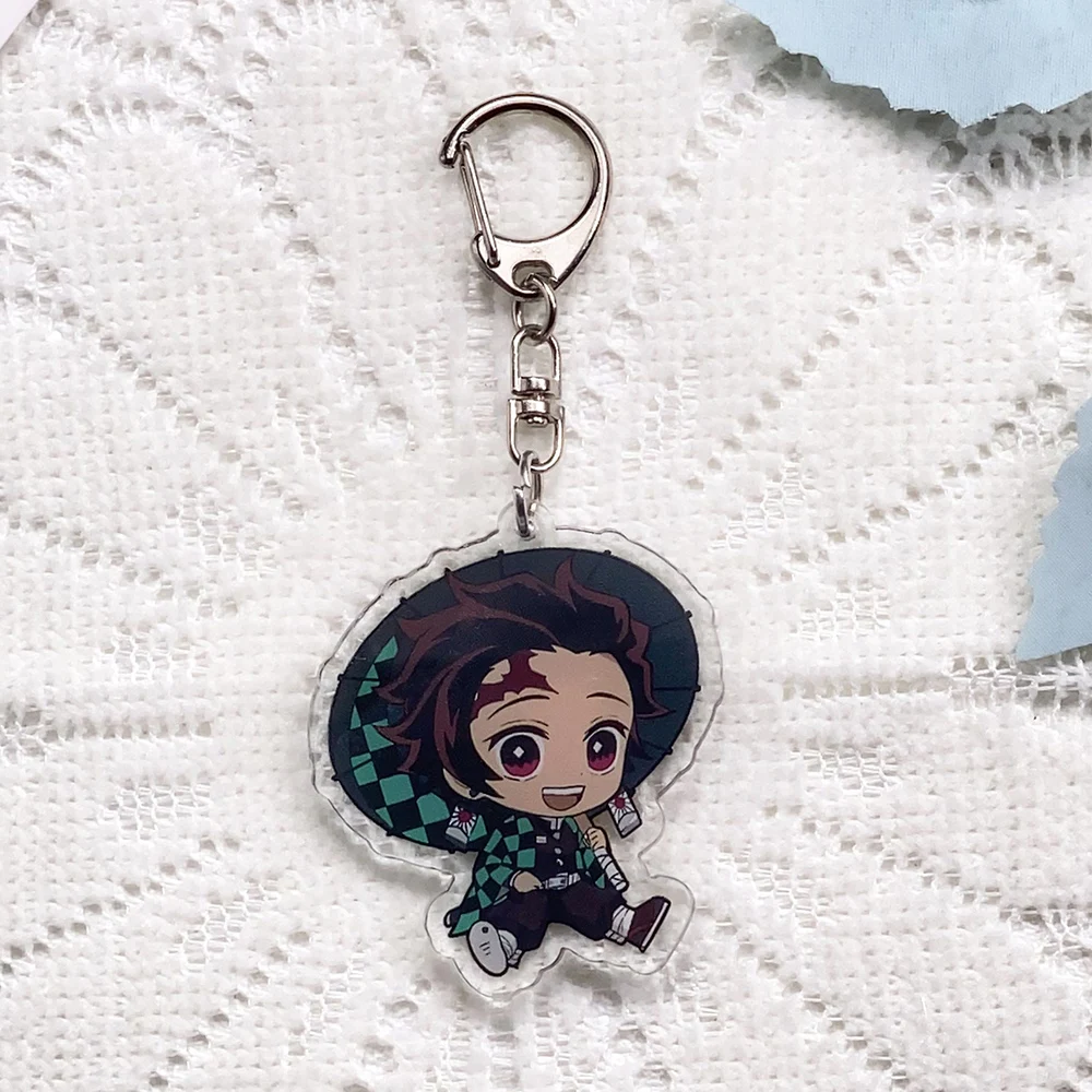 1/9PCS Anime Characters Demon Slayer Acrylic Keychain Accessories Kawaii​ Keyrings Friends Gifts Bag Charms Backpack Pendant