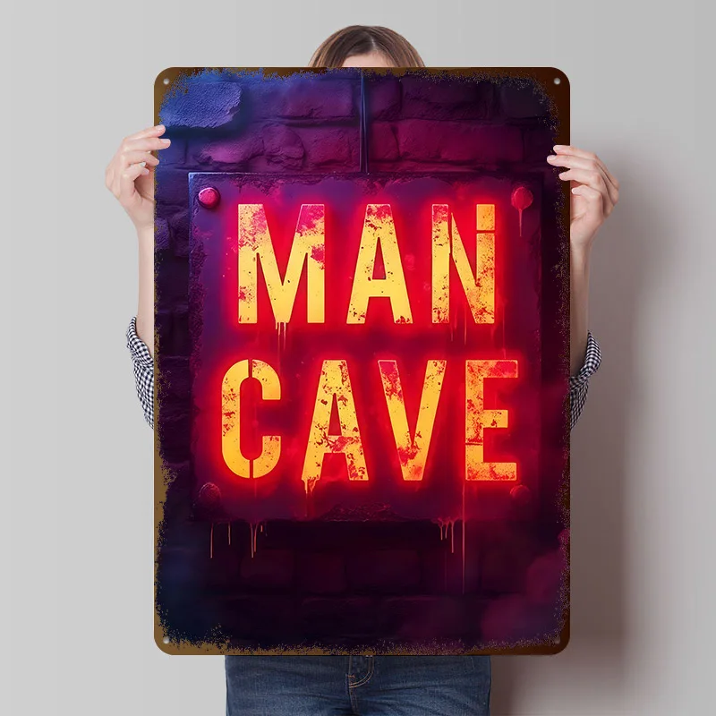 Männerhöhle Neonschild Gedrucktes Poster Individualisierte Retro-Wandkunst Vintage Metallschilder für Gaming-Raumdekoration Ästhetisches Haus