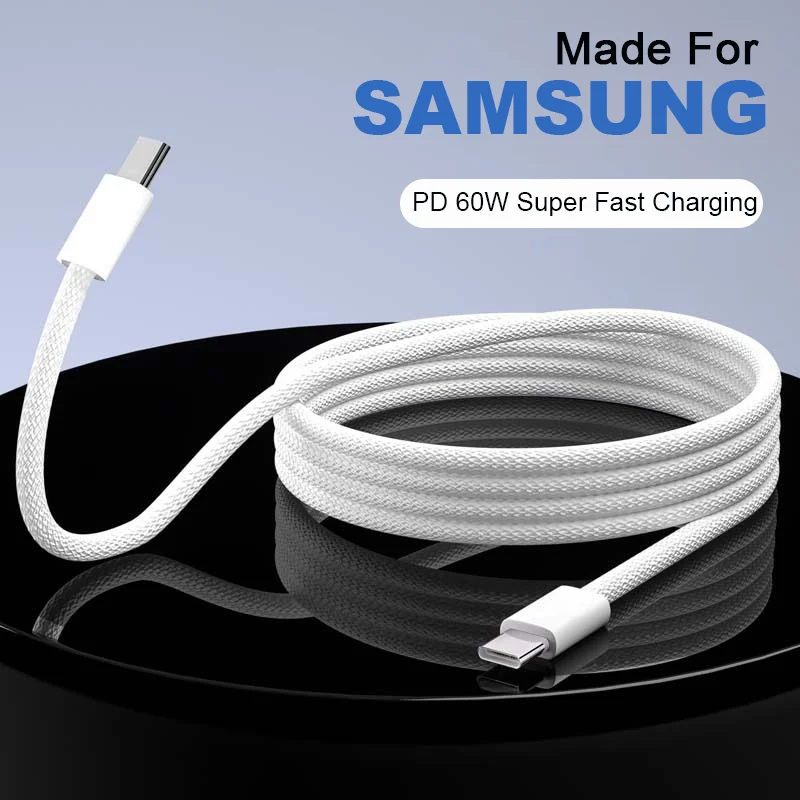 

PD 60W For Samsung USB Type C to Type C Super Fast Charging Cable For Samsung iPhone 16 Pro Max Plus iPad Data Transmission lin