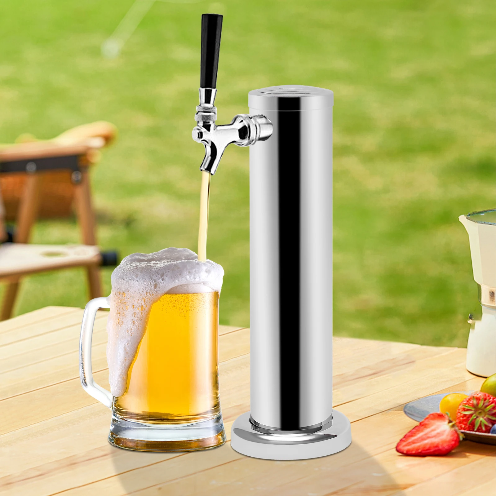 

Single Head Beer Tower with Copper Core - Stainless Steel Brewing Dispenser for Kegerator, Draft System, Home Bar Accessories