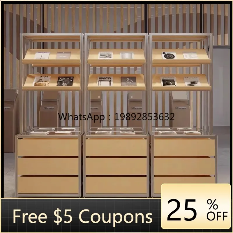 LYY Aluminum Profile Display Cabinet Exhibition Bookshelf Product Sample Storage Rack Shelf Floor-standing