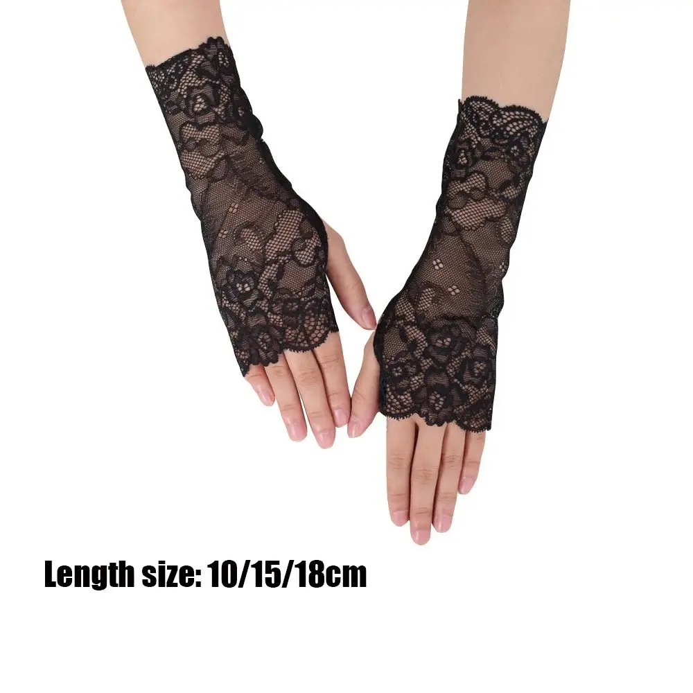 เซ็กซี่ตาข่ายครีมกันแดด Half Finger ถุงมือลูกไม้คอสเพลย์เซ็กซี่ตาข่ายลูกไม้บาง Breathable Fingerless ถุงมือลูกไม้