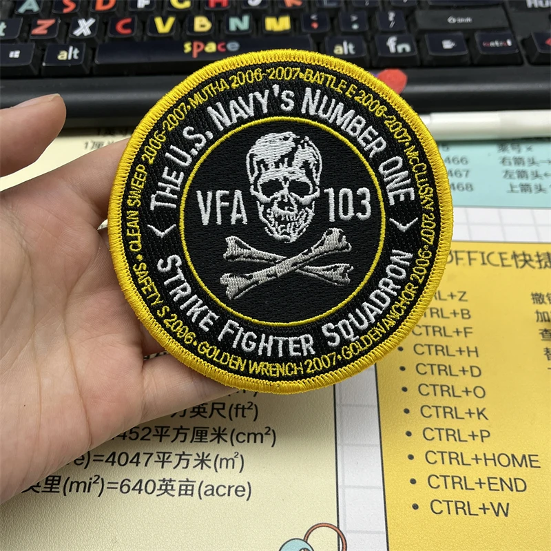 Creative Skull Embroidery Patch Classic VFA 103 Commemorative Badge Fashion Personalized Armband DIY Sewing Decorative Applique