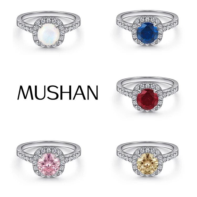

MuShan Brand Jewelry 925 Sterling Silver Ring Zircon 7A Grade Radiant Casual for Wife 18K Gold Plated Fine Jewelry Rings