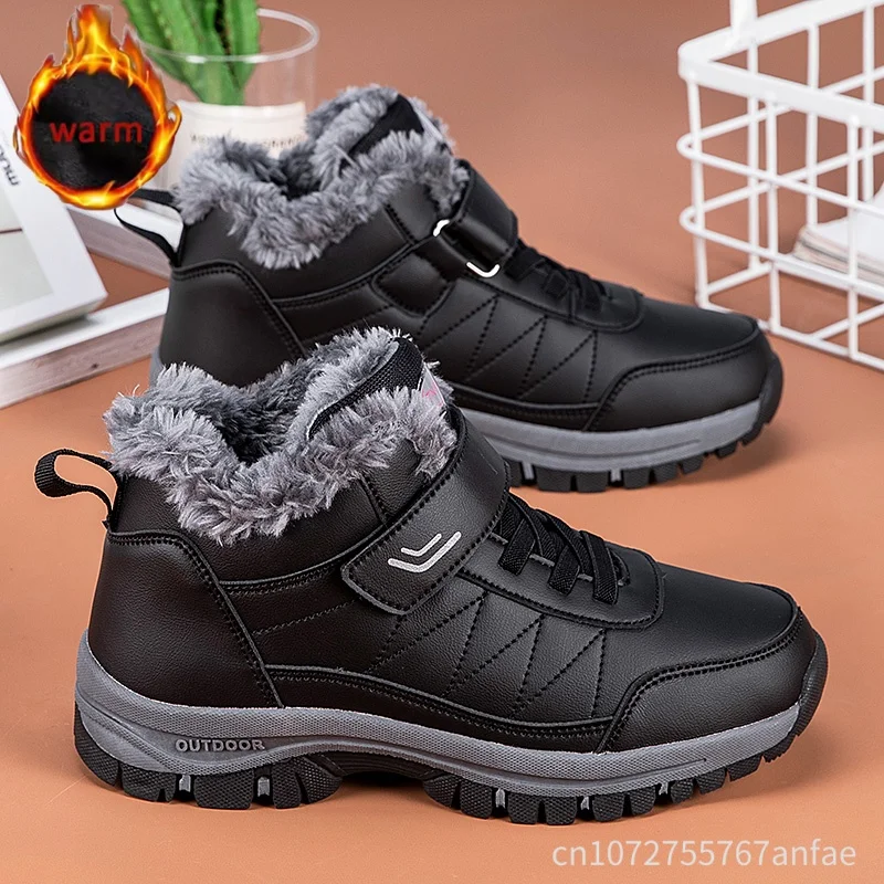 Winter Men Boots Microfiber Leather Snow Boots Man Plush Warm Causal Shoes Waterproof Men Boots Male Sneakers Winter Ankle Boots