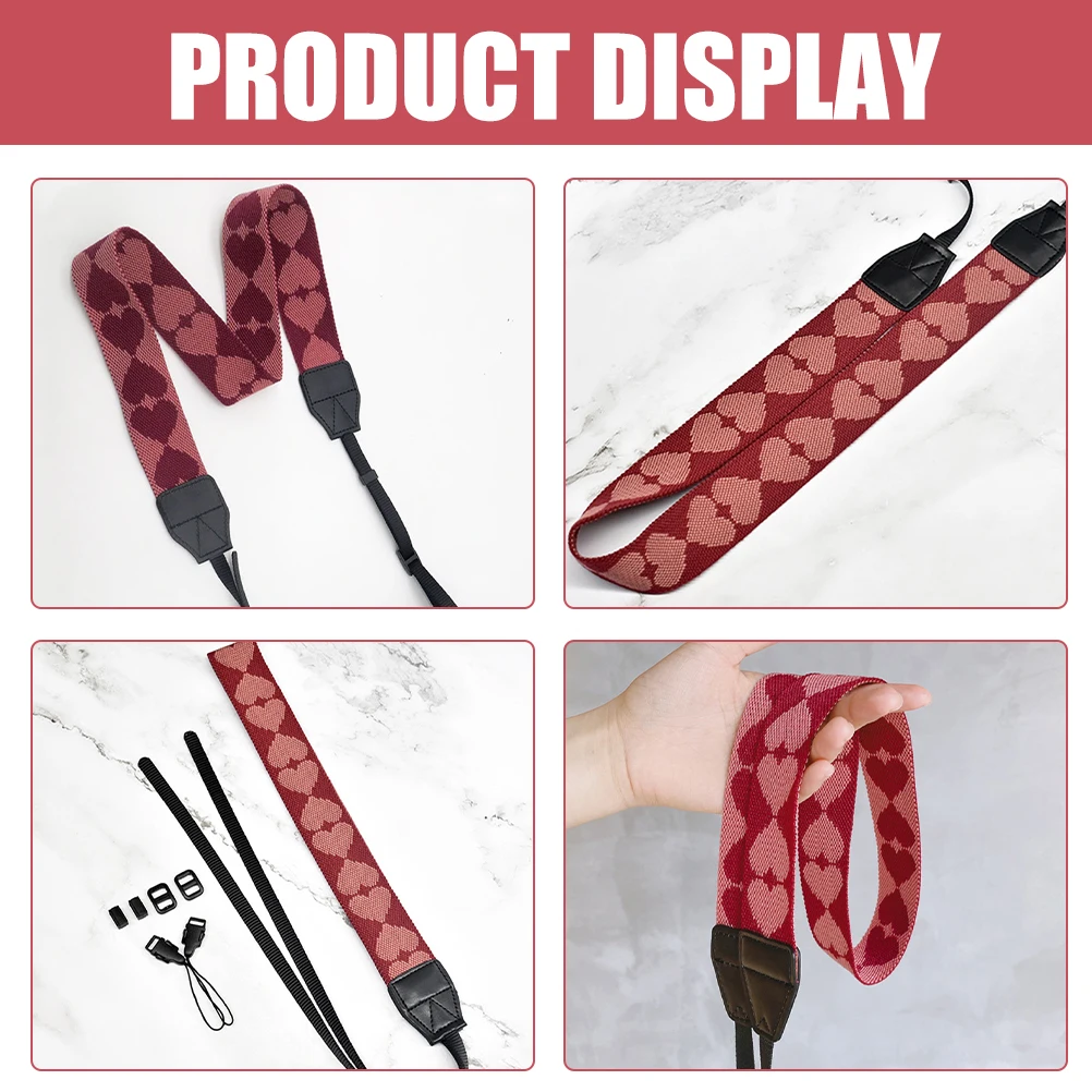 

Adjustable Camera Shoulder Strap Decorative Heart Pattern Wide Safety Neck Strap For Women Men Outdoor Travel Photography