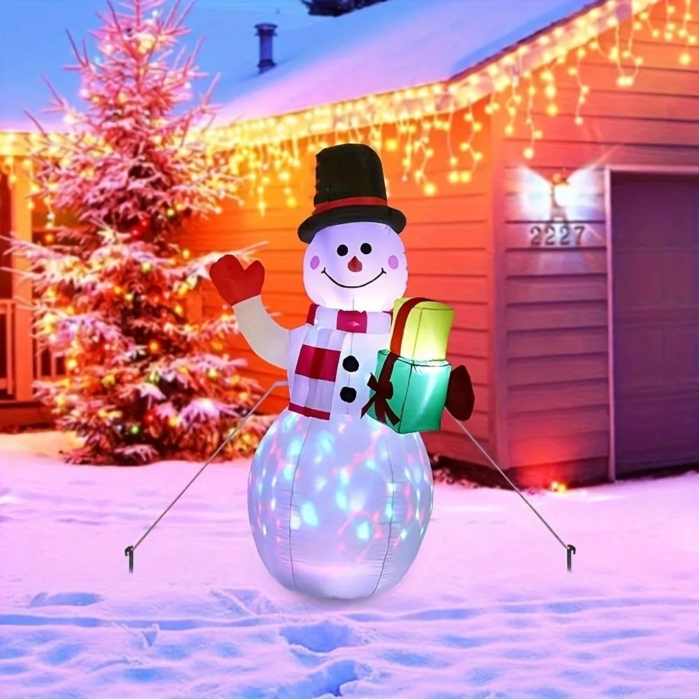 Outdoor Ornament Xmas Gift 5FT/1.5M  Christmas navidad Inflatable Snowman With Color LED Lights ，Party New Year Indoor