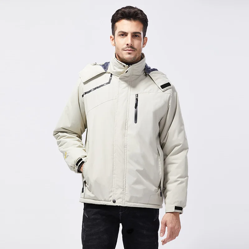 

Men Outwear Snow Warm Parkas Men Winter New Outdoor Jet Ski Premium Coats Jacket Casual Hooded Waterproof Thick Fleece Parka