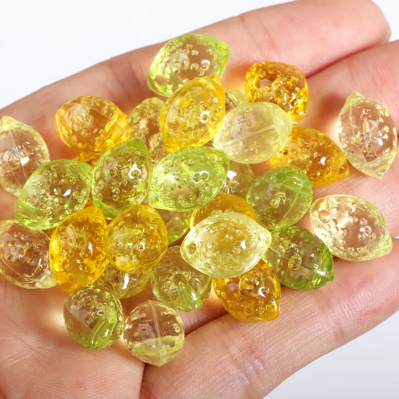 40pcs Acrylic Lemon Shaped Beads Colored Spacer Beads for Ha