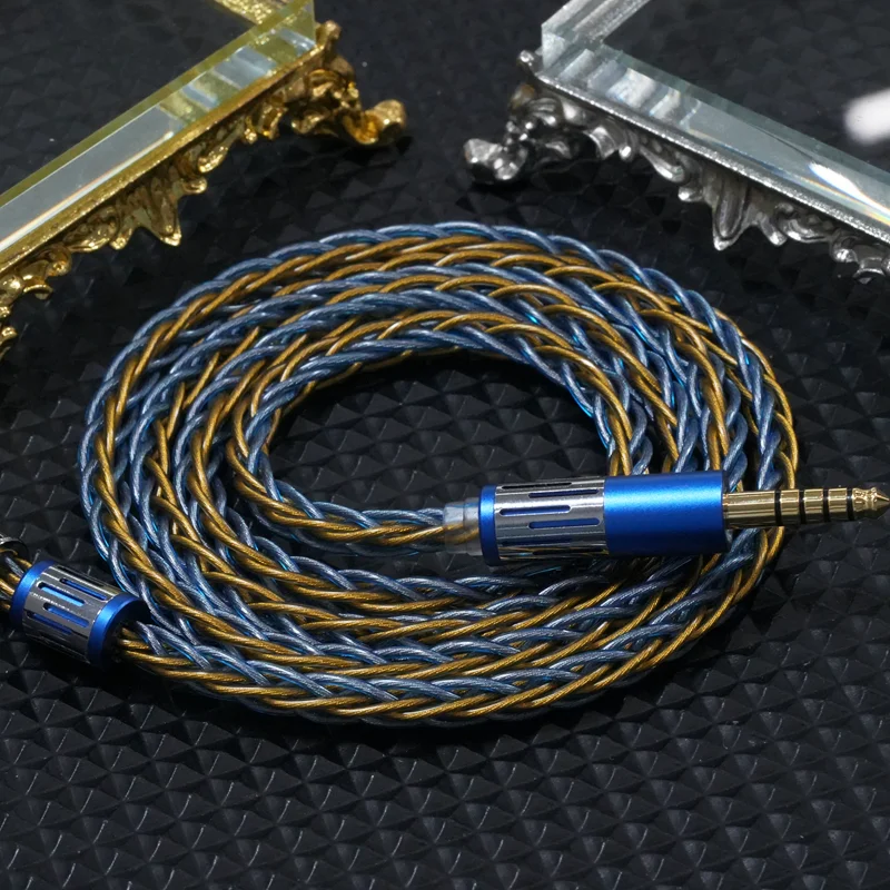 XINHS X26 8-Core Blue Yellow Single Crystal Copper Silver Plated Headphone Upgrade Cable 0.78 2Pin/HD650/IE900/MMCX