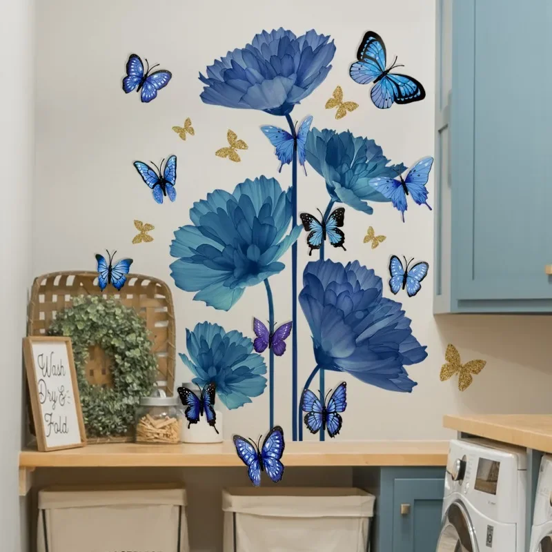 1pcs Plant and Flower with 12pc 3D Butterfies Self Adhesive Wall Stickers for Home Living Room Bathroom Bedroom Decoration