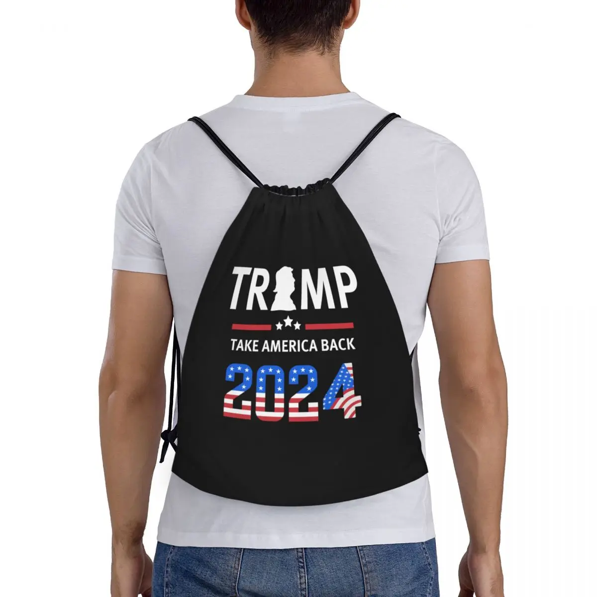 Custom US America Back Drawstring Backpack Bags Women Men Lightweight Trump 2024 Gym Sports Sackpack Sacks for Yoga