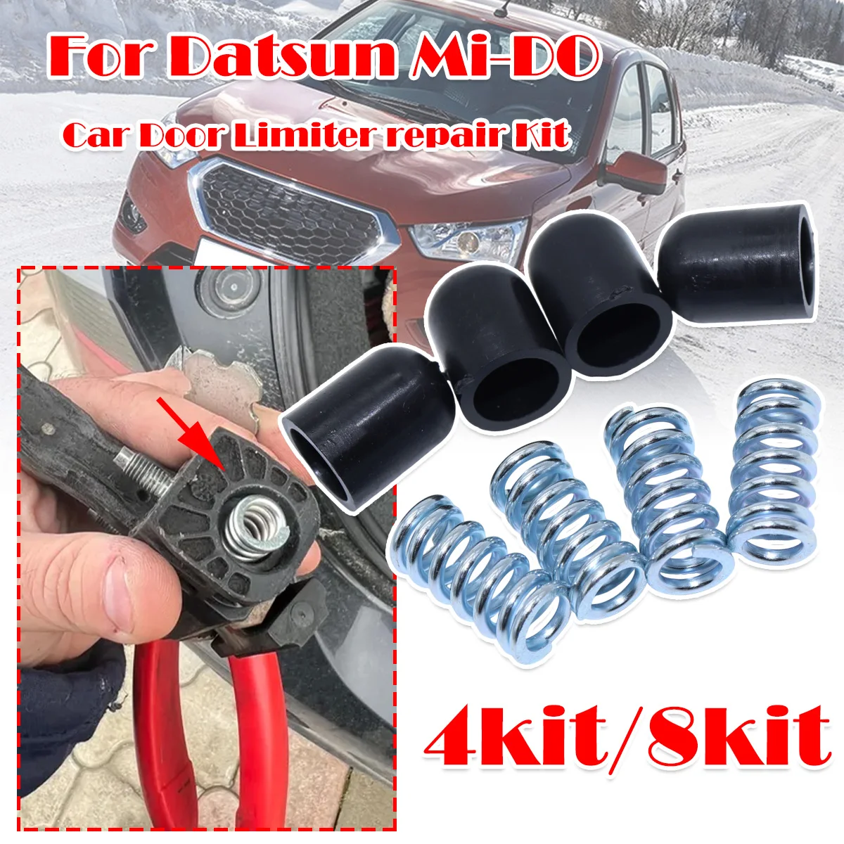 

4kit For Datsun Mi-DO 2014-2020 For Lada 4x4 URBAN New Door Check Strap Limiter Repair Kit Stopper Damping Spring Clips Black