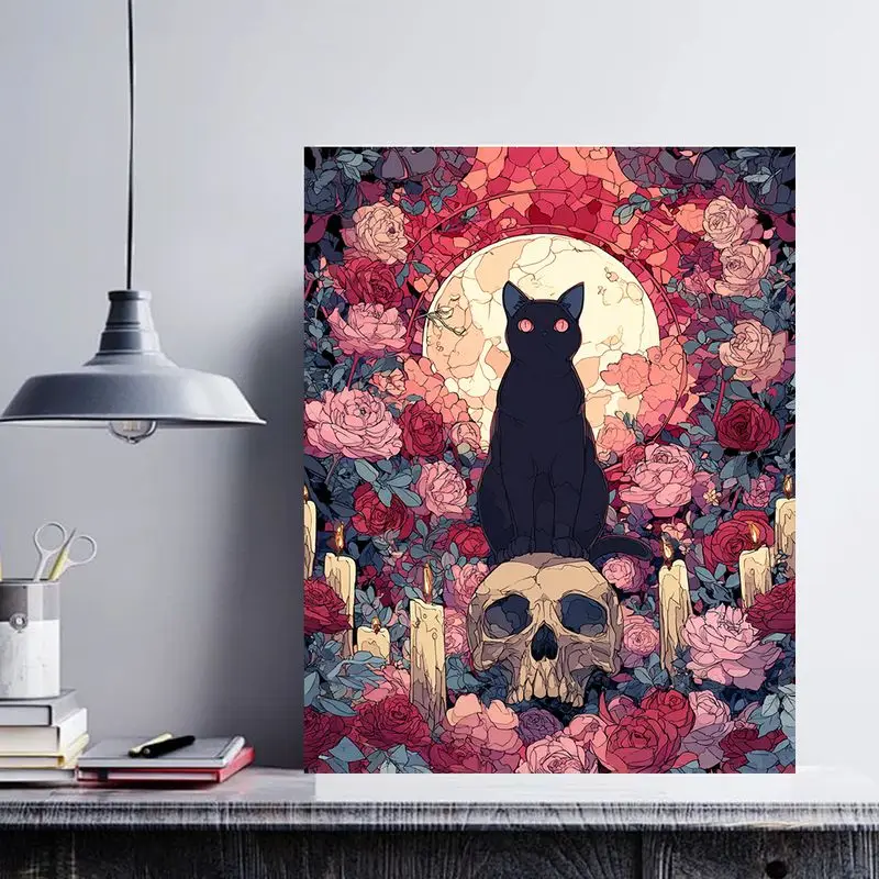 

GATYZTORY картина по номерам Хэллоуин кошка настенное искусство акриловая DIY рамка на холсте картина по номерам для гостиной подарок