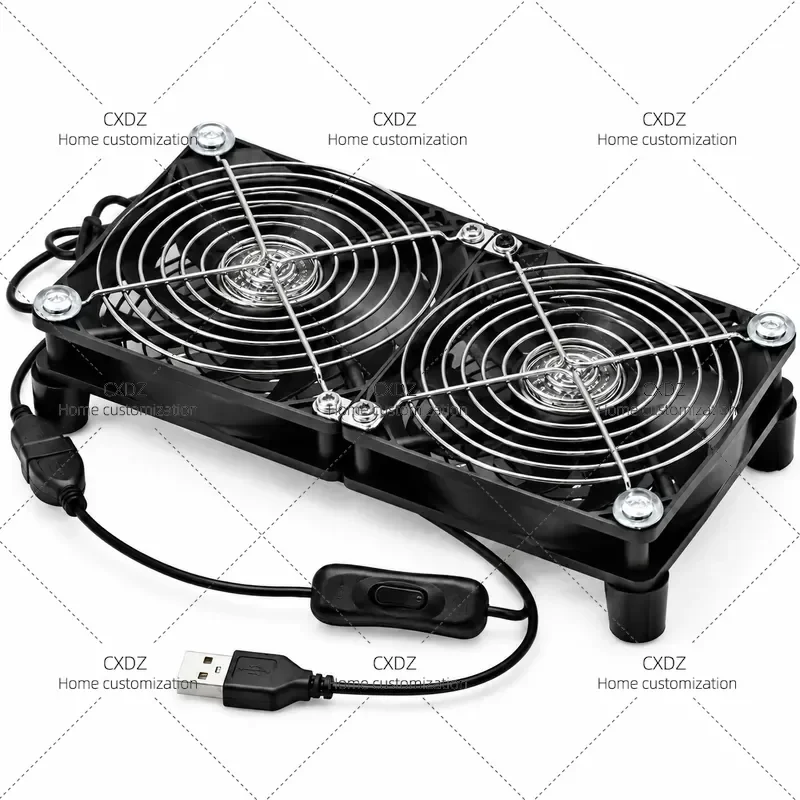 Double Ball 12CM USB Router Cooling Fan Base 5V Silent Low Power Electric Box Light Cat Chassis Fan Durable