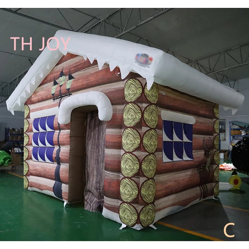 Navio aéreo rápido para porta, 4x3m mais novo ao ar livre casa inflável do papai noel de natal, cabine inflável da grotto do papai noel casa de natal