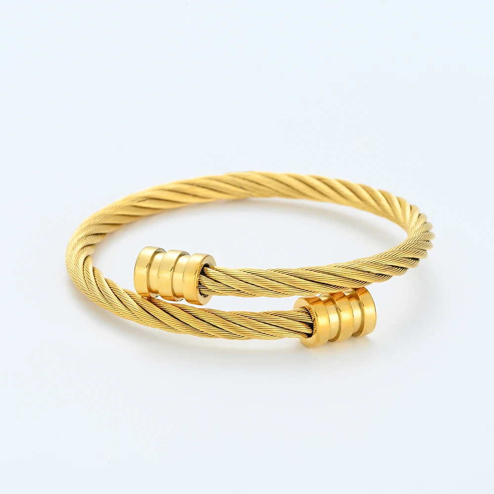 Luxury Gold Stainless Steel Rope Man Cuff Bracelets Women Hand Jewelry Gift