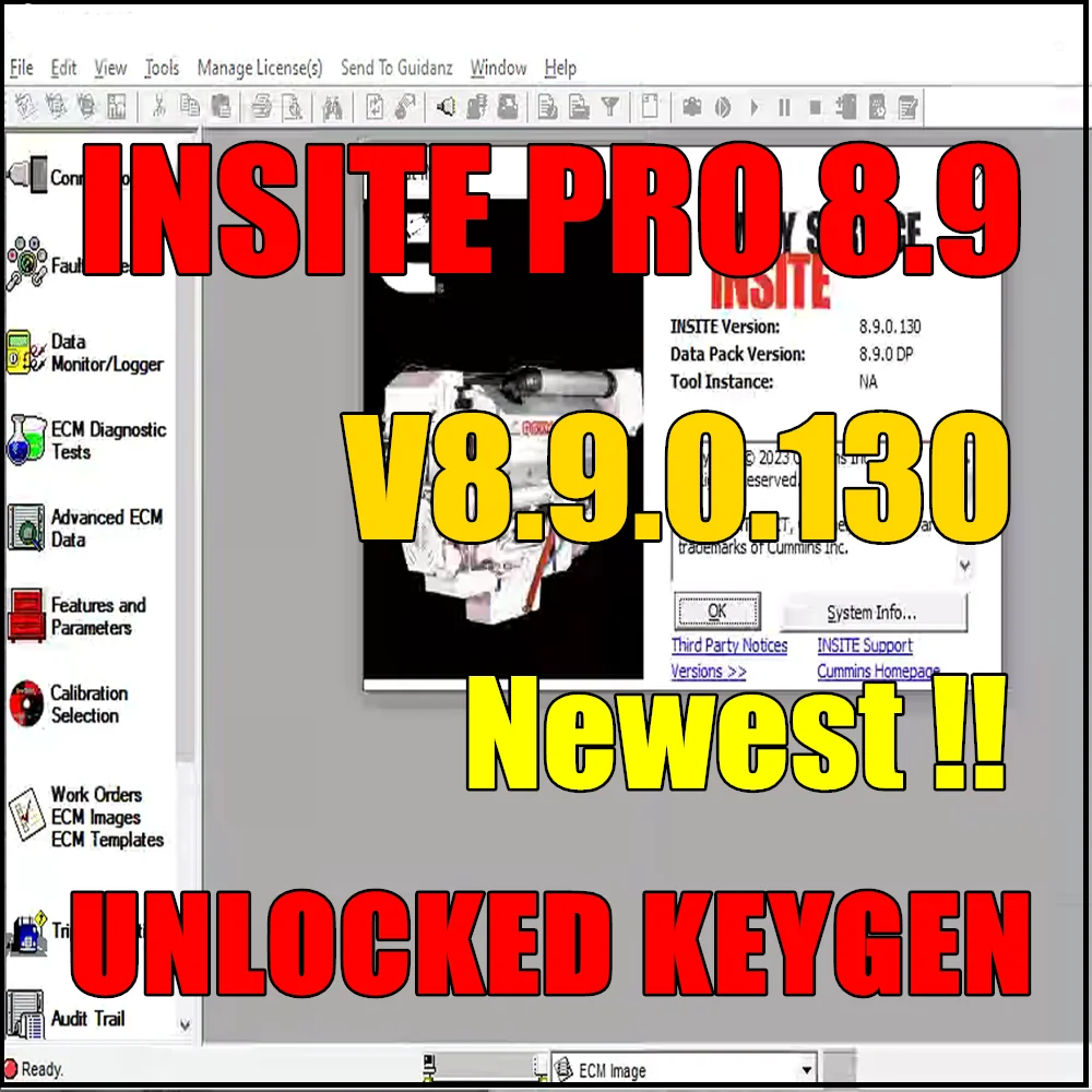 Newest Cummins Insite 8.9 PRO with Keygen Engine Diagnostic Software Fault Code Engine Diagnostic Test Adjustment Edit RemoveECM