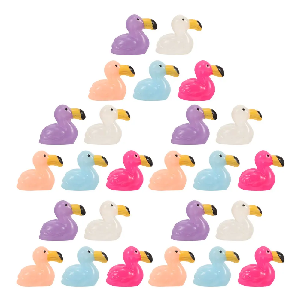 

25 Pcs Resin Flamingo Statue Decor Flamingo Statue Decor Bright Colors Dollhouse Fairy Garden Aquarium Cake Decorations