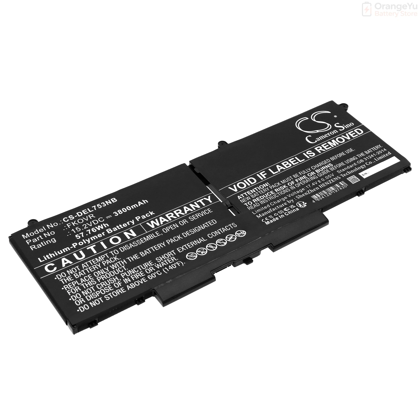 Replacement 15.2V 3800mAh Notebook Laptop Battery for Dell Latitude 5330 7330 7430 7530 8H6WD 8P81K FK0VR FKOVR