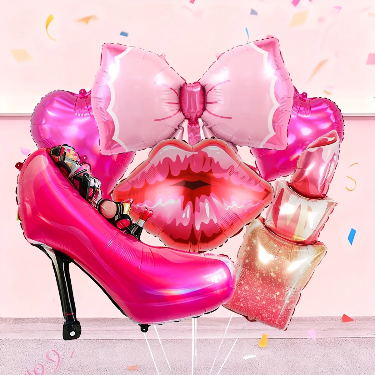 6 stücke Lippenstift Lip-Förmigen Aluminium Folie Ballon Set Valentinstag Liefert Bogen Herz-Förmigen Ballons Geburtstag Party Dekorationen