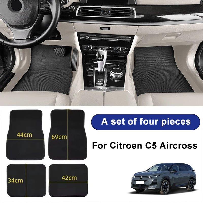 

For Citroen C5 Aircross Car Floor Mats Black Non-Slip 4Pcs Front & Rear Foot Mats Carpets Rugs Auto Interior Accessories