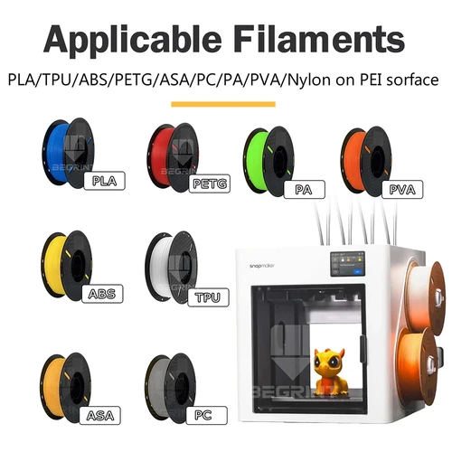 Imagen 2 del producto Placa de construcción para Snapmaker U1, PEI texturizado, suave, PET PEO, 270x270, cama térmica de hoja de acero con resorte de doble cara para Snapmaker U1