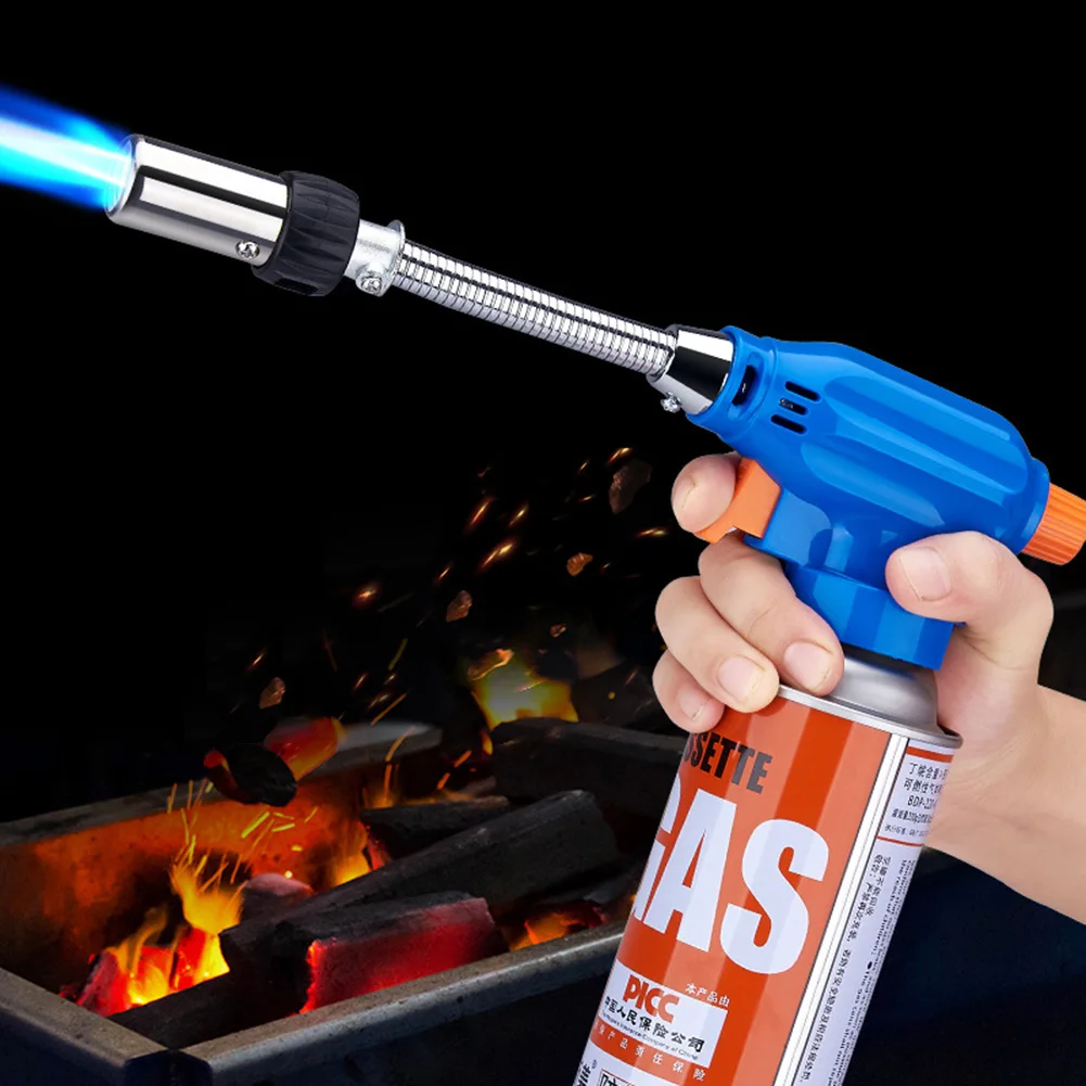 Metal Flame Gun Welding Gas Torch with Hose Spray Head 1300 Degree Butane Burner Outdoor Camping BBQ Heating Ignition Lighter