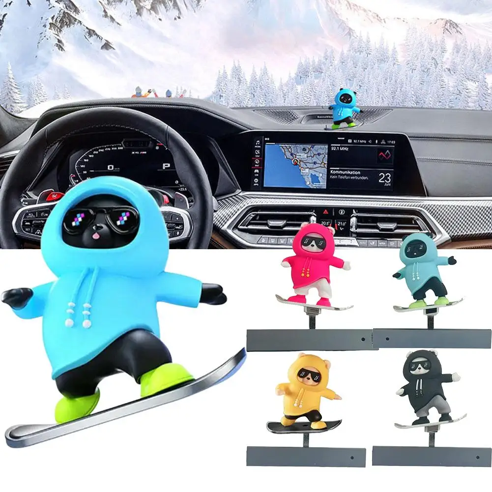 Decoração do carro bonito deslizante skate urso ornamentos console central do carro ornamentos criativo painel acessórios presentes