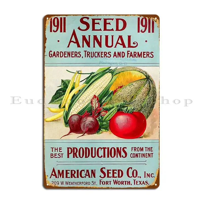 Vintage Seed Catalog Cover 1911 Metal Plaque Poster Rusty Create Garage Retro Bar Tin Sign Poster