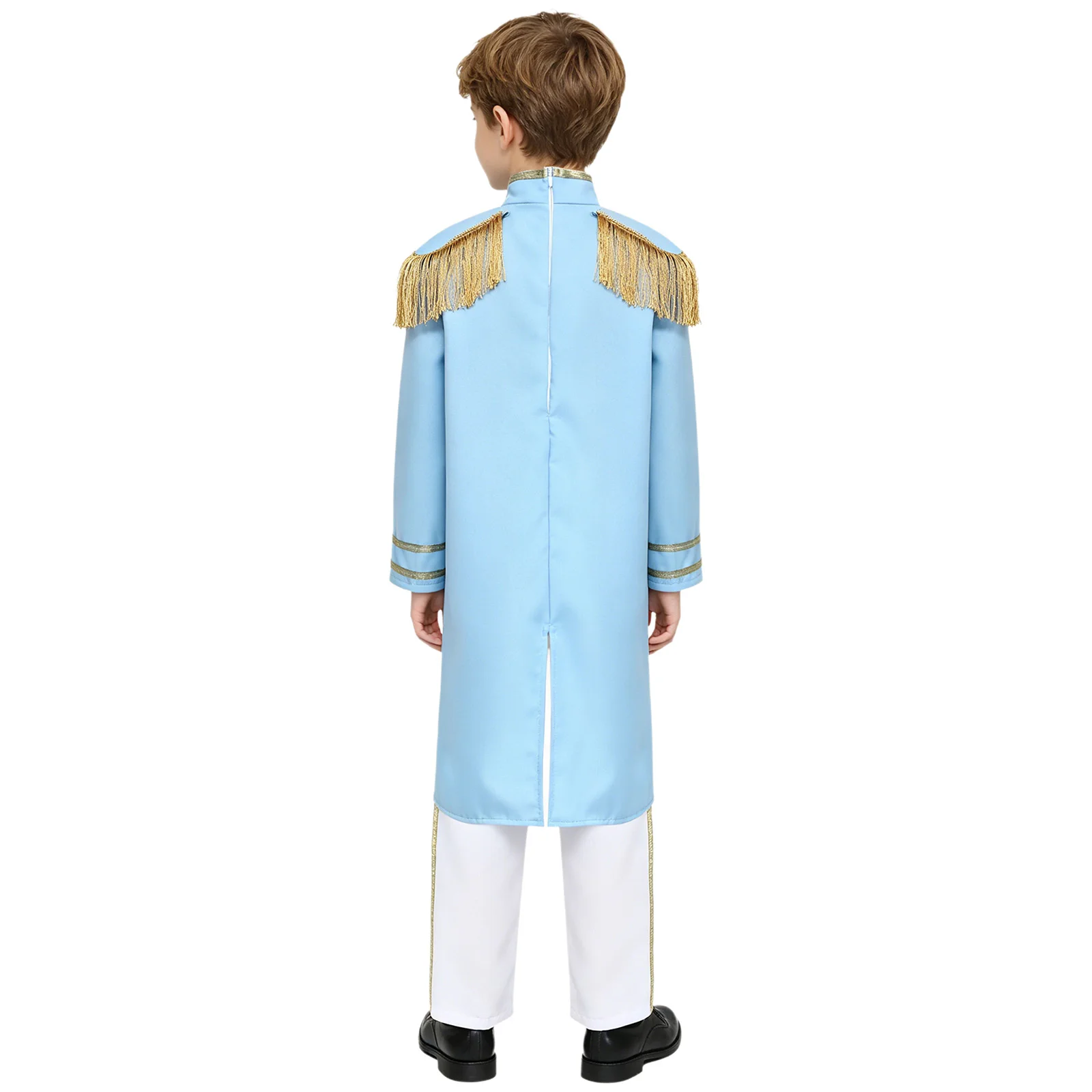 Kids Boys Royal Honor Guard Uniform Carnival Drum Marching Band Team Outfit Long Sleeve Tassel Epaulets Tailcoat Jacket Pants