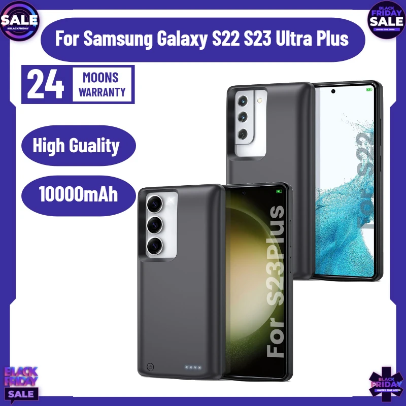

Чехол-аккумулятор 10000 мАч для Samsung Galaxy S22 S23 Ultra Plus, ударопрочный чехол для зарядки