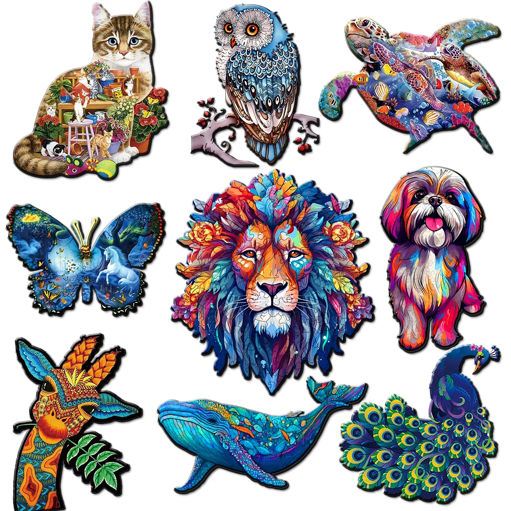 Wooden Jigsaw Puzzles-Wooden Puzzle Adult Unique Shape Advanced Wise Owl Wooden Jigsaw Puzzle for Adult,Family Puzzles