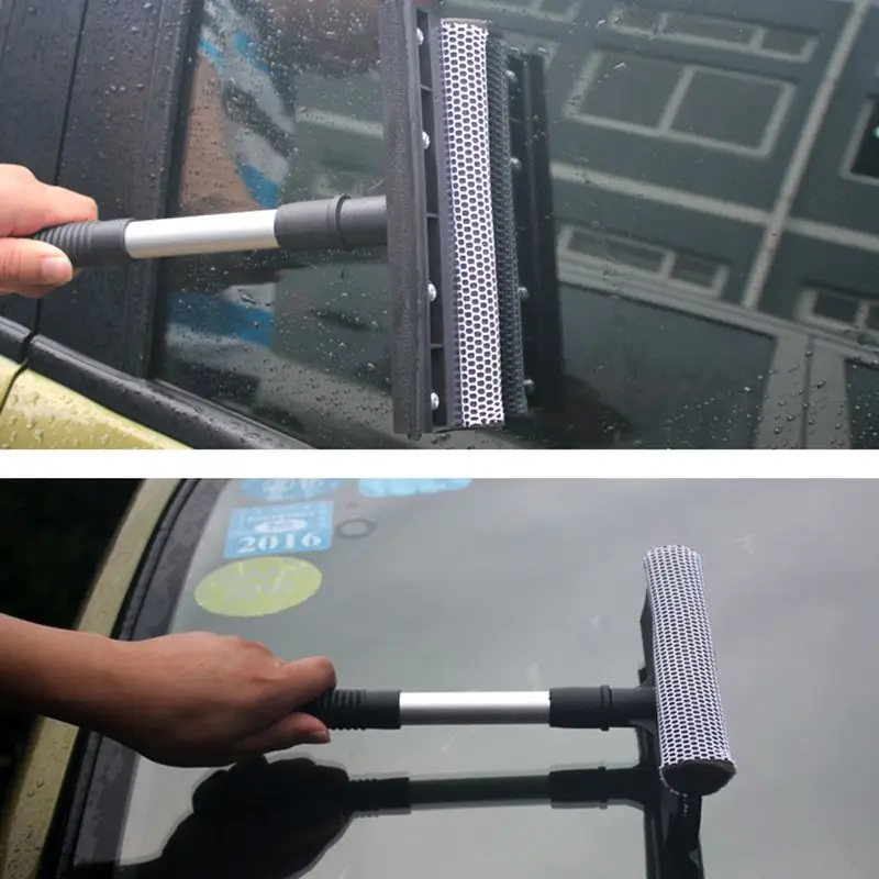 Multi-Use Window Squeegee Sponge Squeegee Window Cleaner with 29cm Long Handle Home Car Windshield Window Cleaning Tool