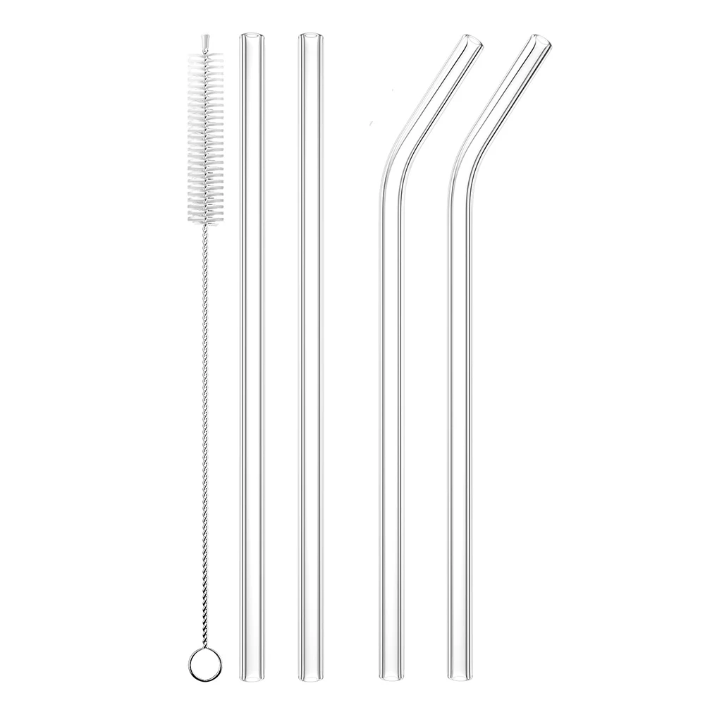 5 PCS Reusable Glass Drinking Straw, Replacement Straw 7.88\'\' x 8MM Clear Practical Straw for 20/30/32oz Tumblers Smoothie Straw