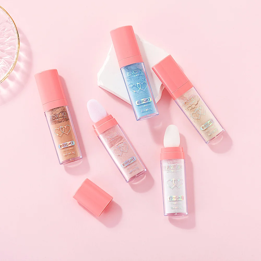 Poudre scintillante pour le corps, avec tête en éponge, Contour 3D et lumineux longue durée, surligneur scintillant, maquillage pour le visage