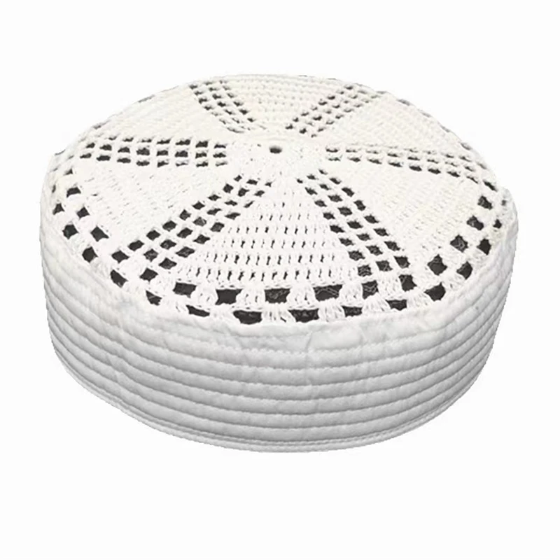 Fez Moslim Caps Voor Mannen Kleding Freeshipping Kalkoen Gebedsmuts Gebreide Kufi Kippah Islamic Saudi Arabia Joodse Mesh Wol Wit