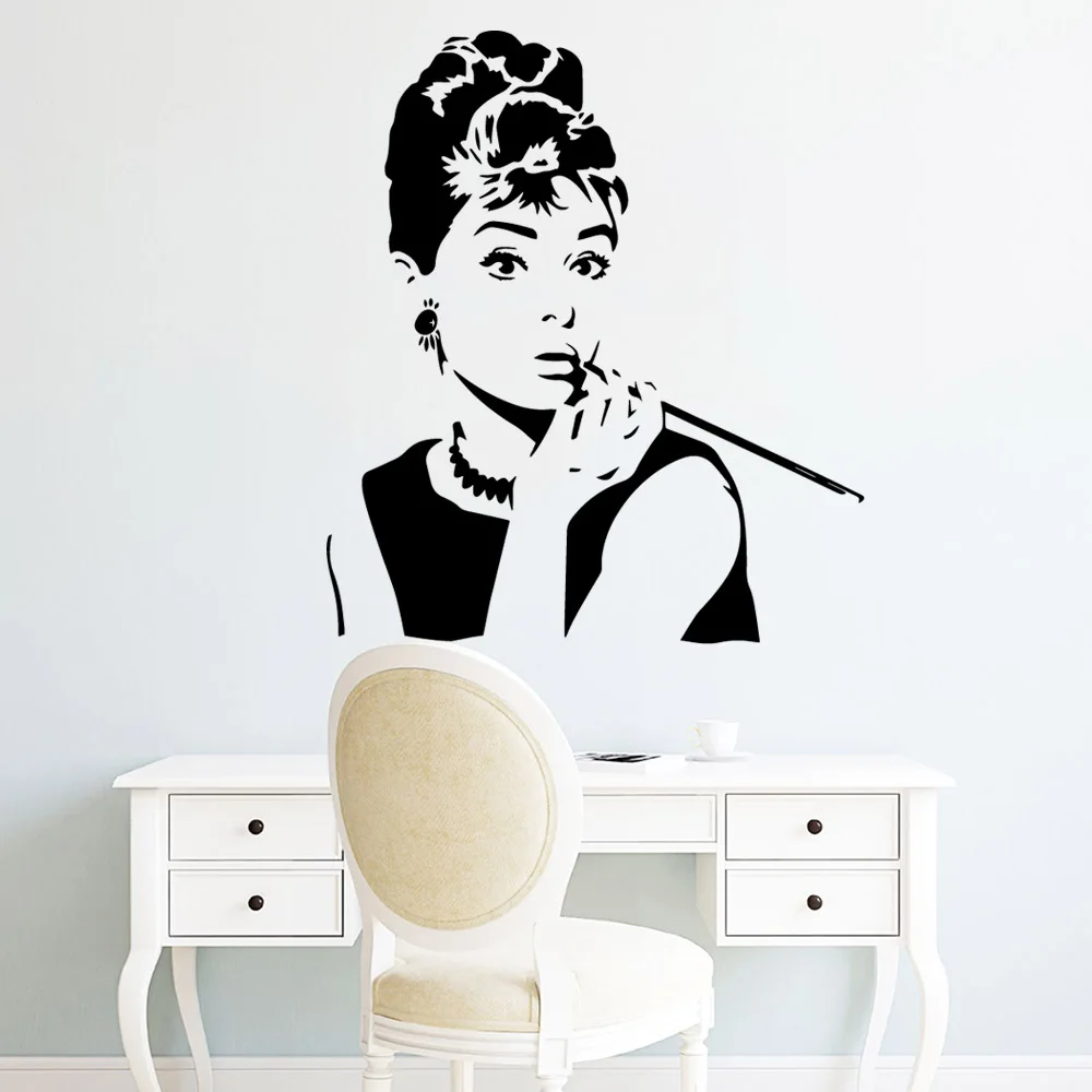 

Classic Audrey Hepburn Wall Art Decal Wall Stickers Pvc Material For Kids Rooms Nursery Room Decor Wall Decoration naklejki